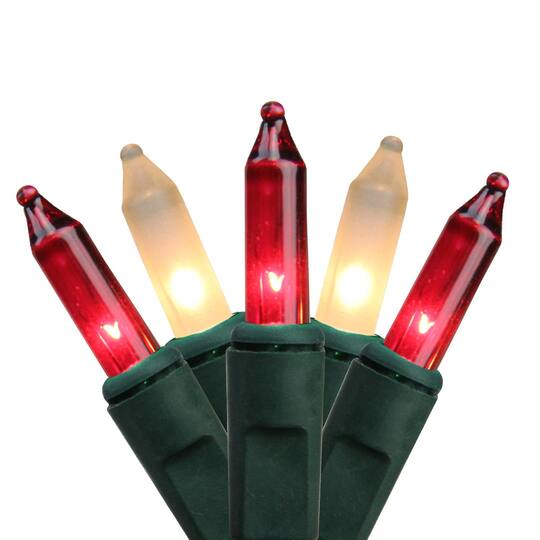 50ct. Red & Frosted White Mini String Lights